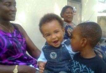 Belinda with her son Cameron (centre) and grandmother Angus in Ghana