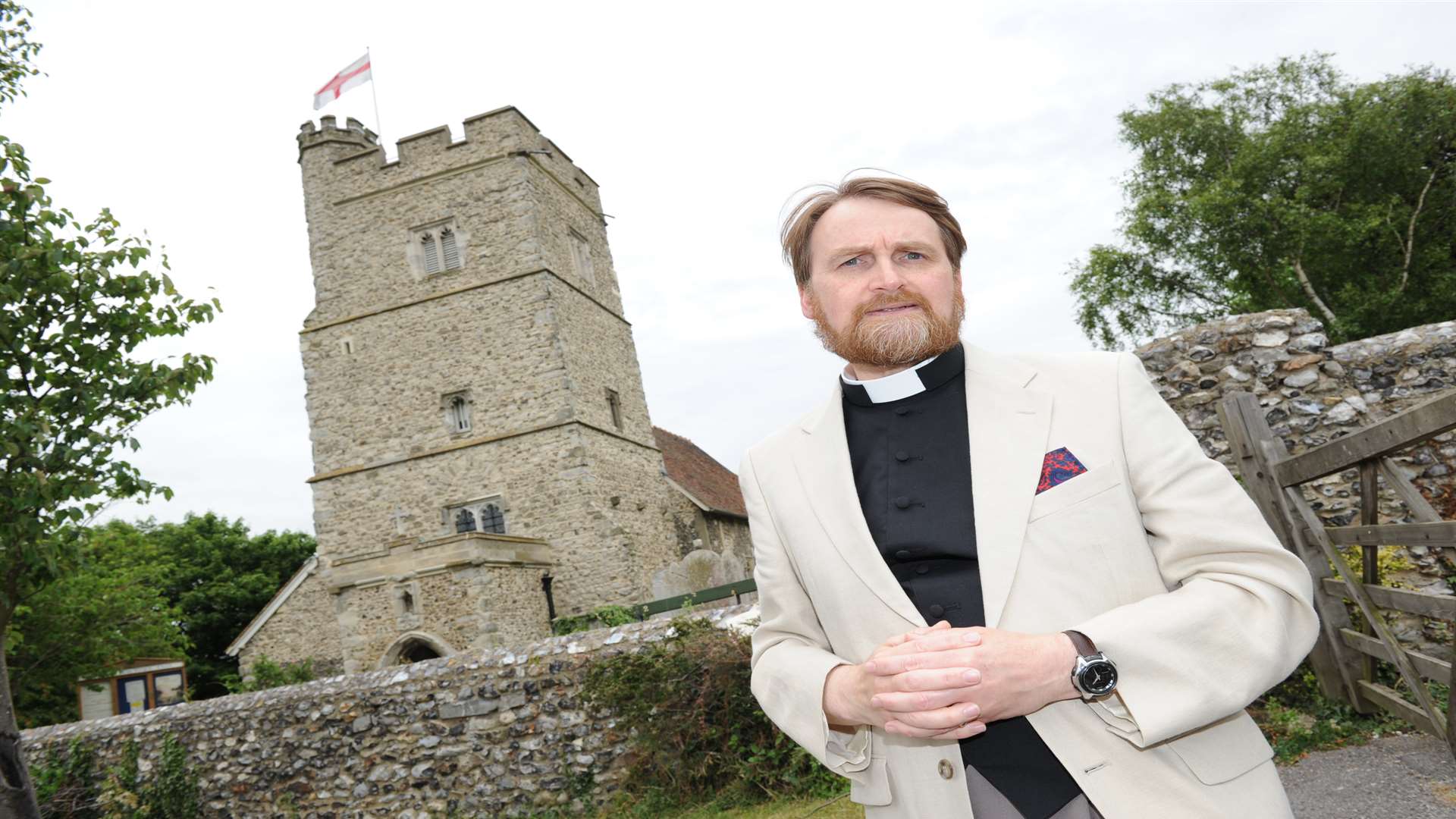 Rev Nigel Bourne at St Mary the Virgin church, Church Lane, Chalk.