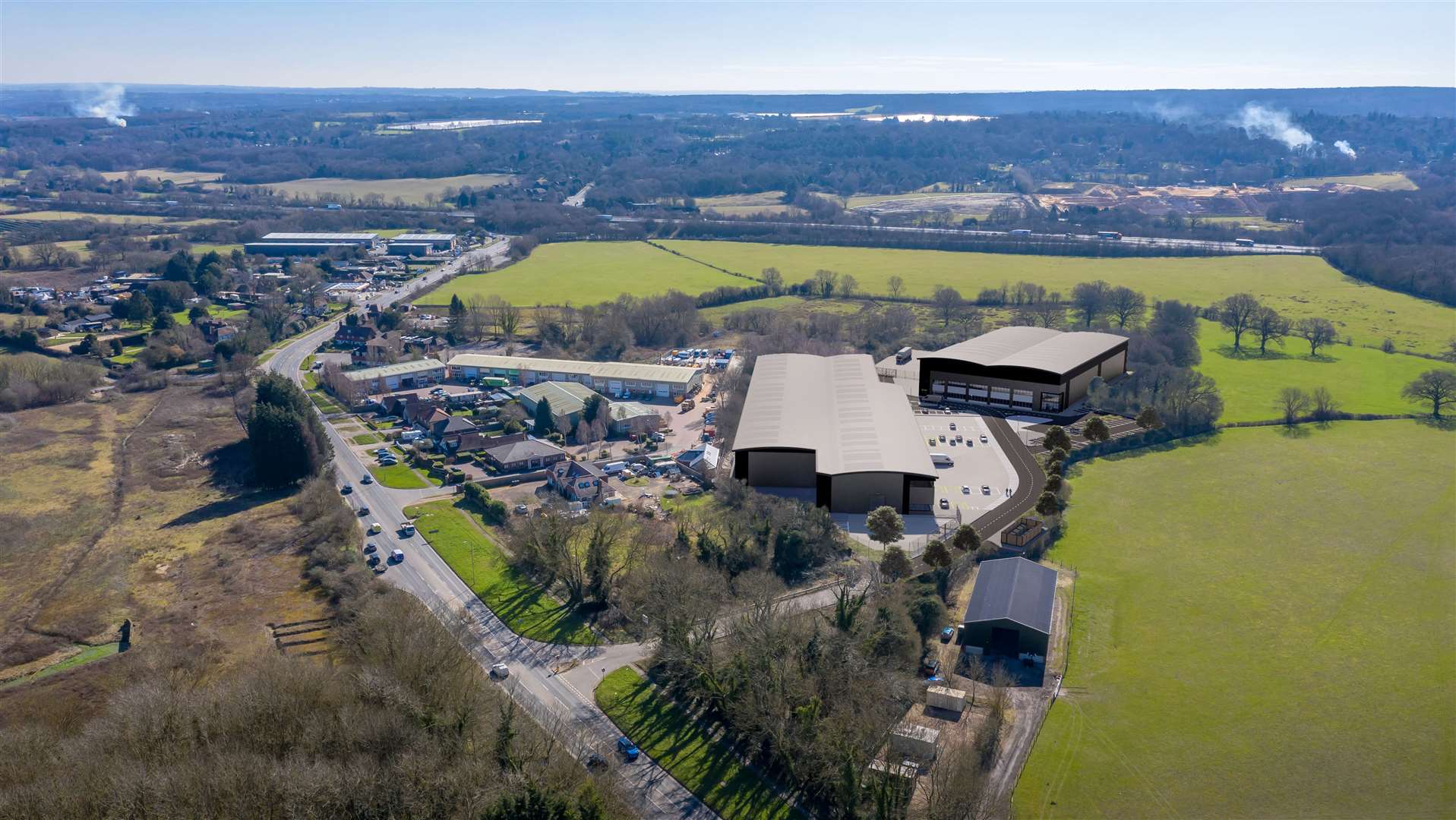 A CGI of how the proposed buildings will look on the old Marley Tiles site at Wrotham