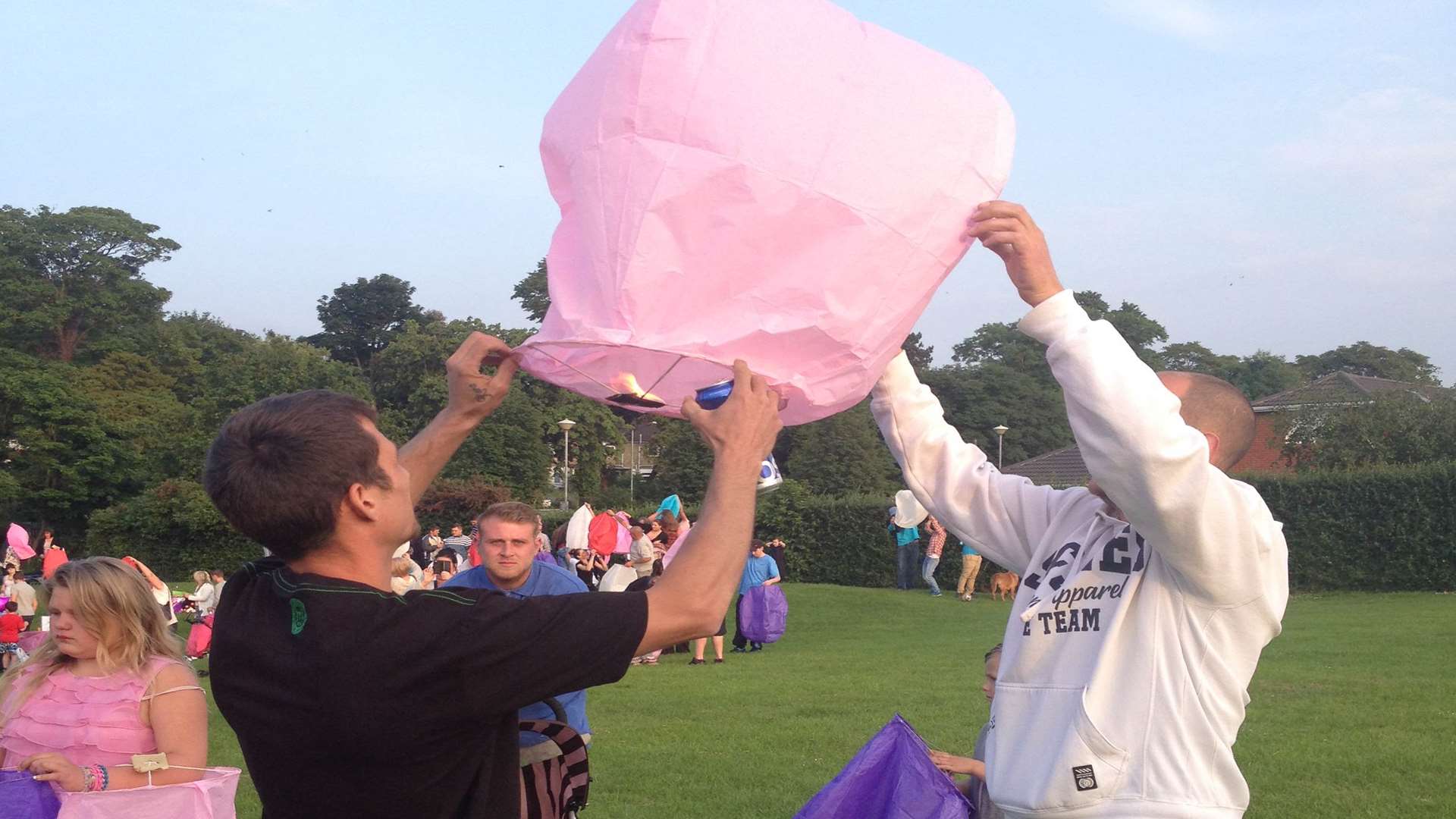 Dozens of lanterns were released