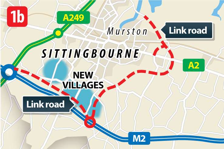 This variant sees two 5,000 home villages, with one surrounding the science park and a new route between J5 and the proposed J5A