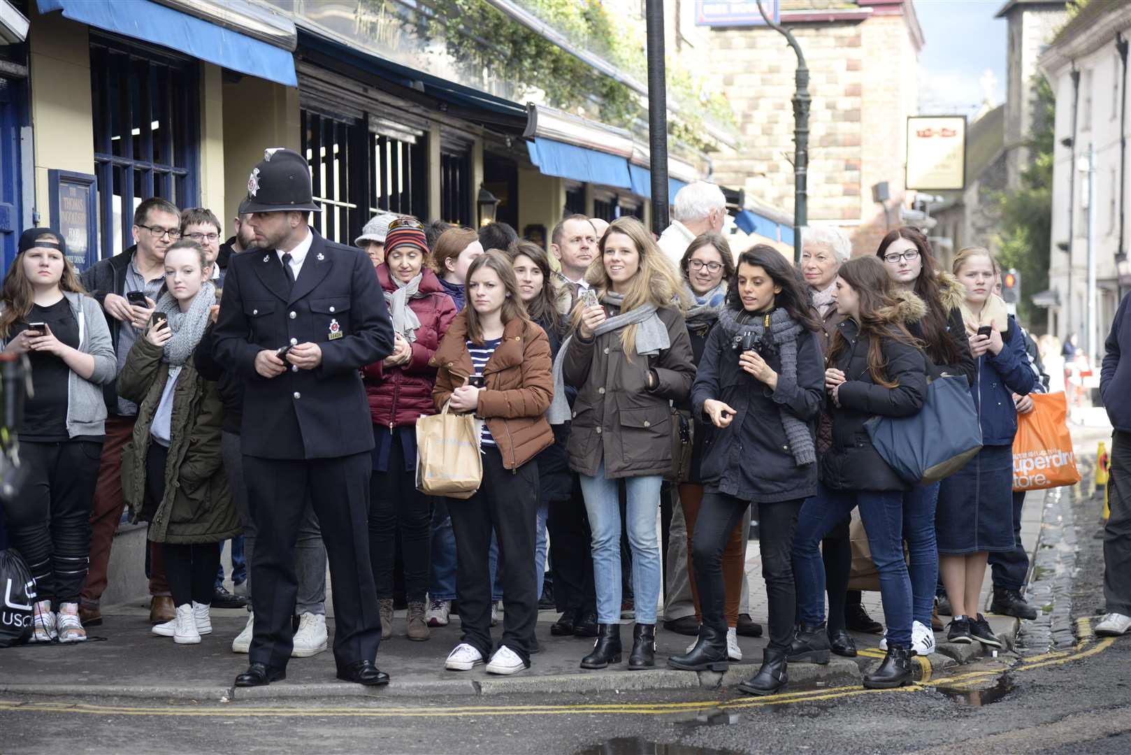 Large crowds formed outside The Thomas Ingoldsby Wetherspoon