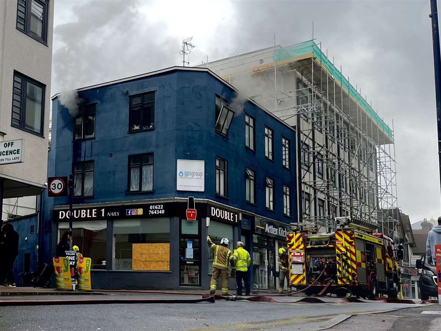 A fire broke out on the second floor of a block of flats in Pudding Lane, Maidstone, Picture: Ian Chadwick