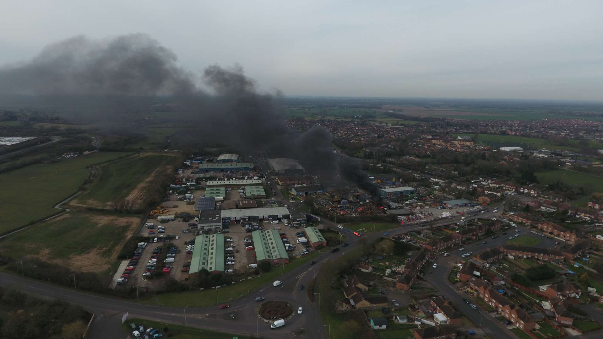 The fire can be seen from far away