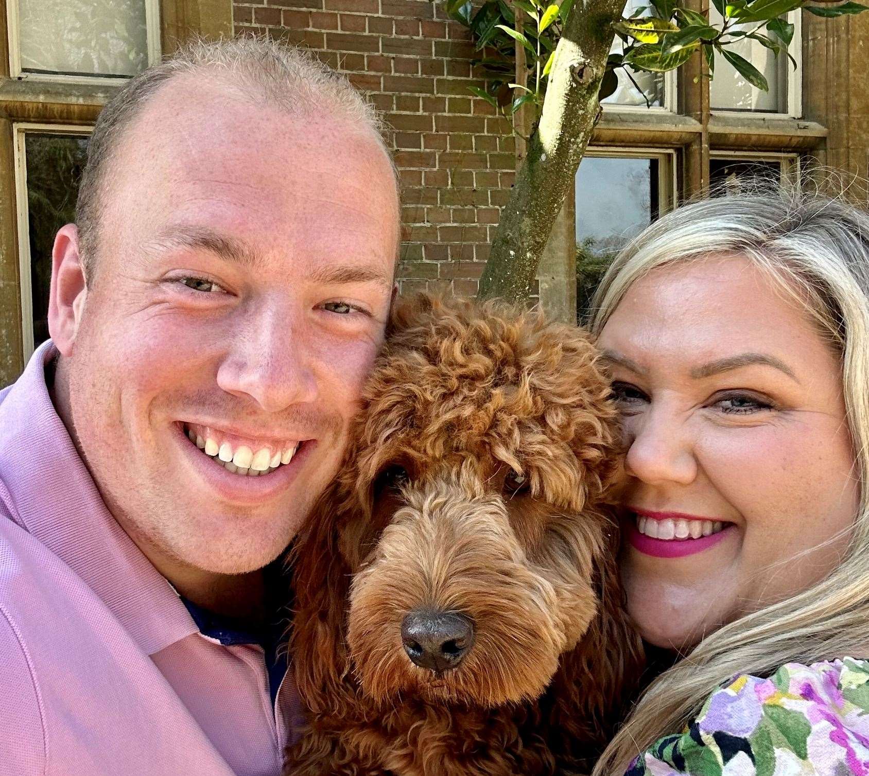 Laura Adlington and her husband, Matt and their dog. Picture credit: Laura Adlington/PA