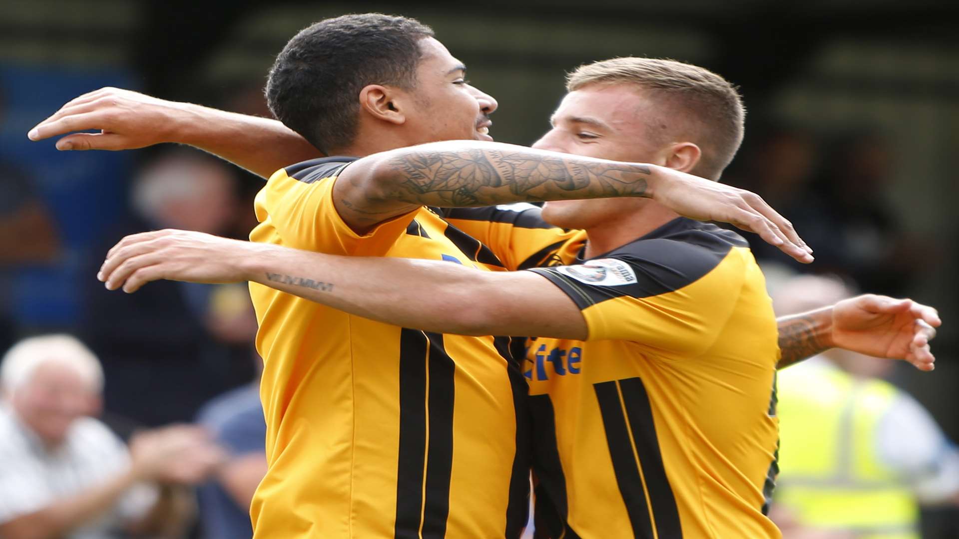 Alex Wynter celebrates scoring Maidstone's equaliser. Picture: Andy Jones