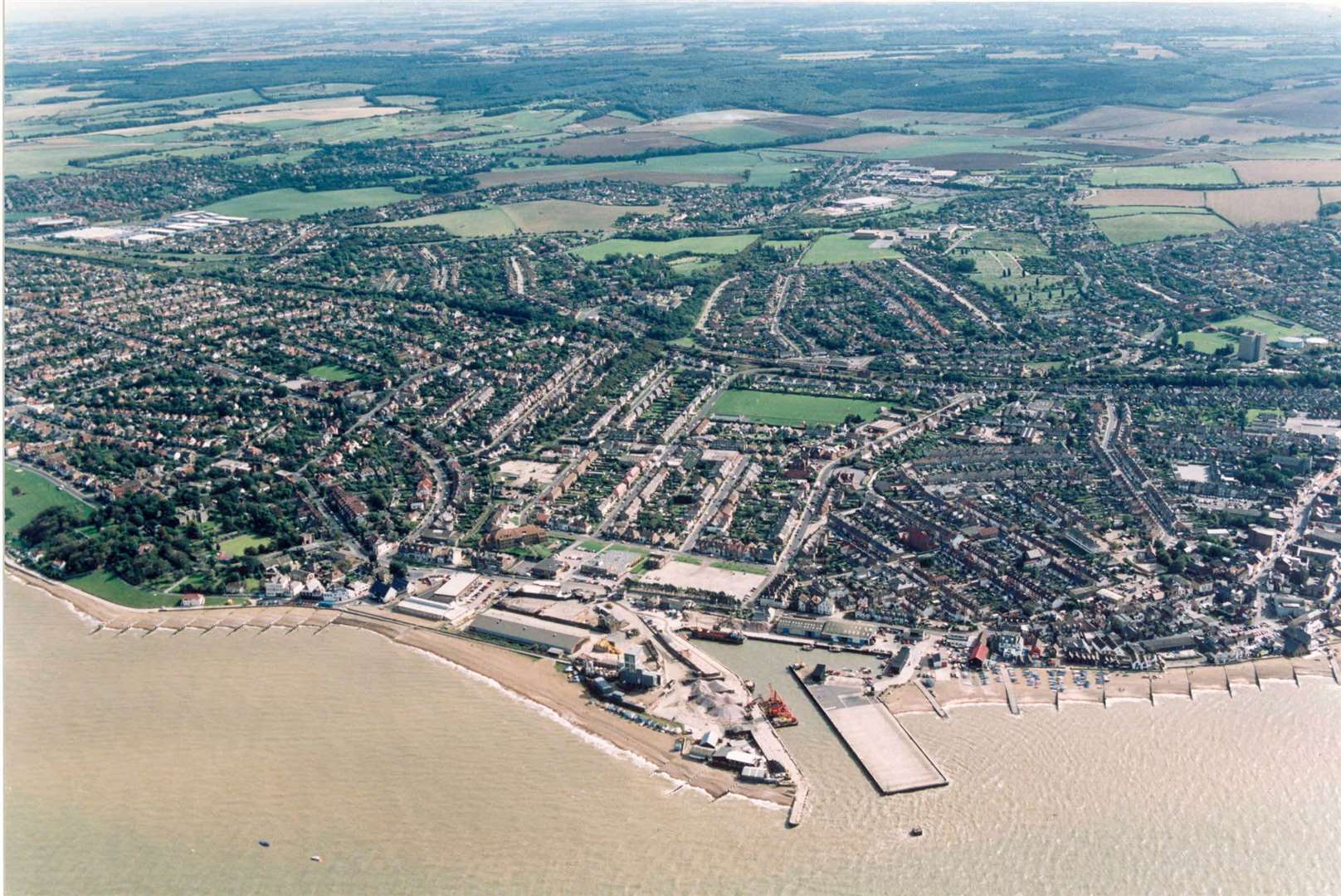 Aerial view of Whitstable in 1995 - just before it started its remarkable rise to tourist hotspot