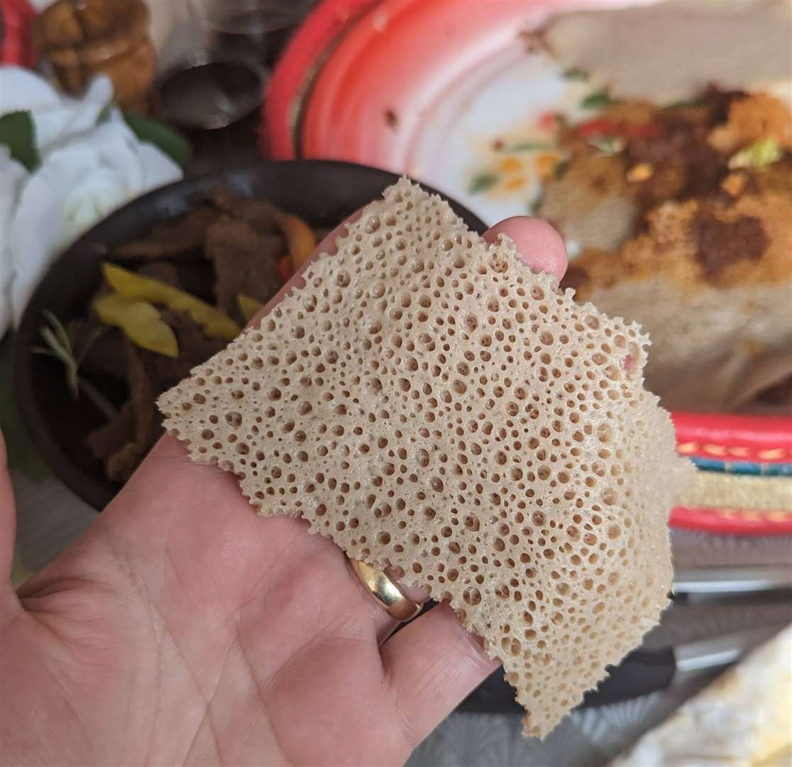 Injera bread is a staple of Ethiopian and Eritrean cuisine