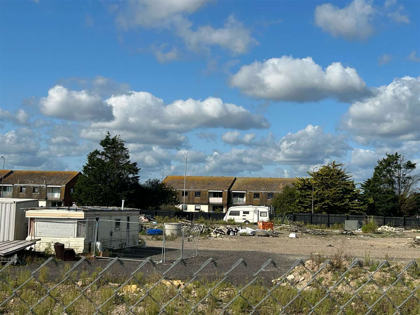 Residents say security used to stay in mobile homes on the site but guards are no longer seen there