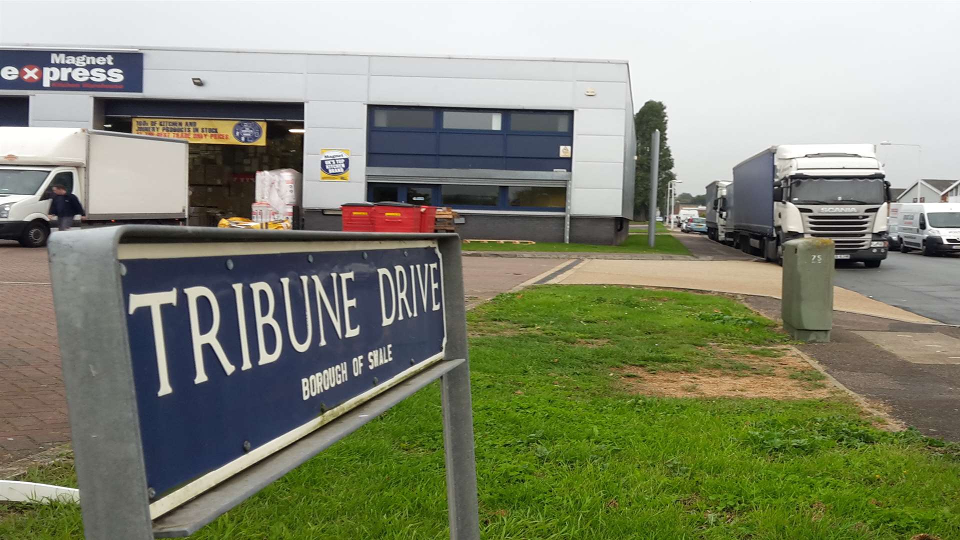 Lorries parked in Tribune Drive