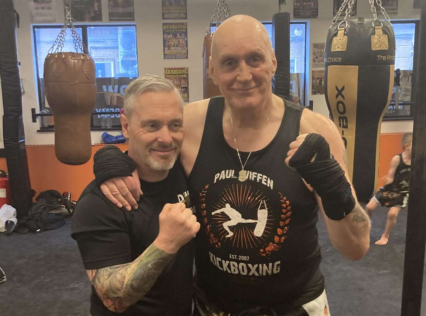 John Scott with Paul Wiffen after completing his black belt at the PW Academy