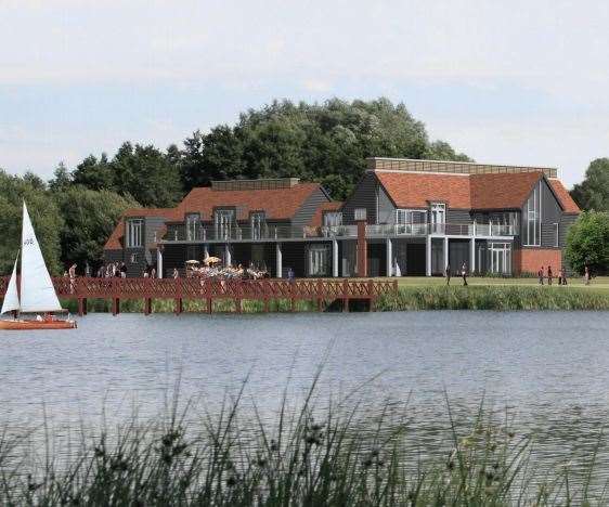 How the lakeside restaurant at Conningbrook Lakes could have looked. Picture: Shepherd Neame