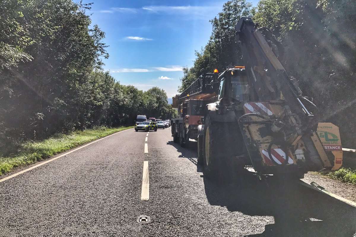 A crane is causing problems on Detling Hill. Picture: Kent Police RPU