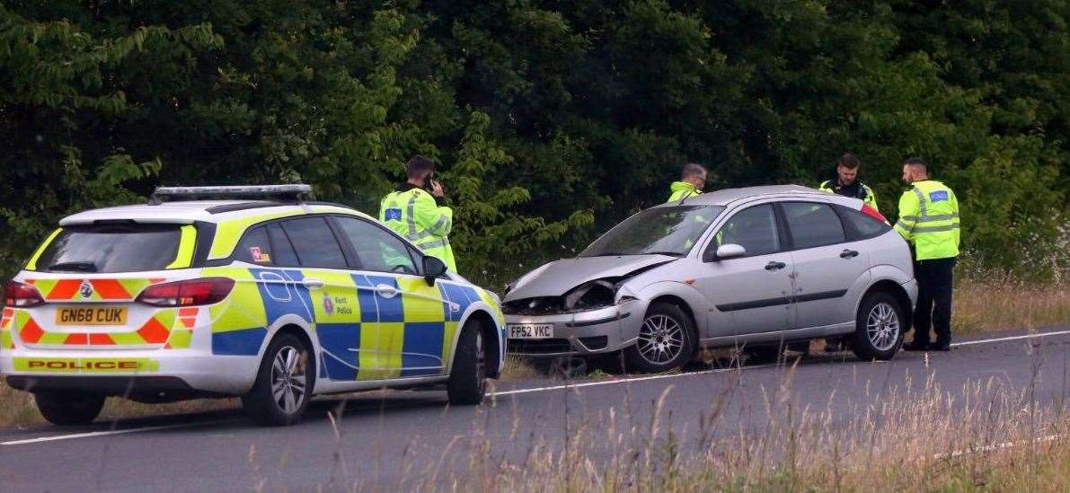 The sliproad of the Sheppey-bound A249 at the Grovehurst Roundabout, the turn-off for Iwade and Kemsley, was coned off. Picture: UKNiP