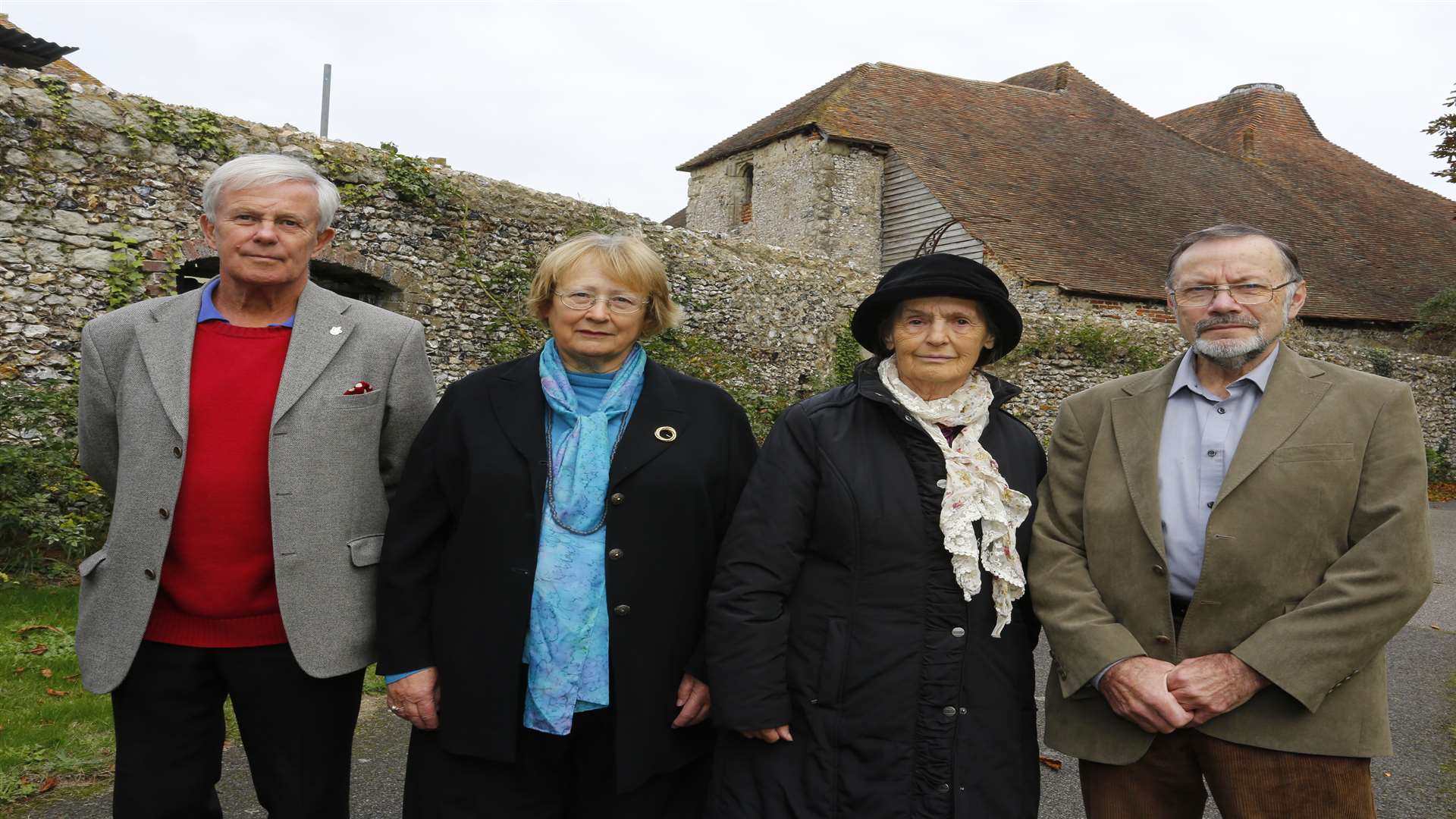 Hugh Billot, Jill Leyland, Corry Bain-Smith & Tylden Reed from Charing Parish Council who are campaigning for the Great Hall to be saved before it falls down.