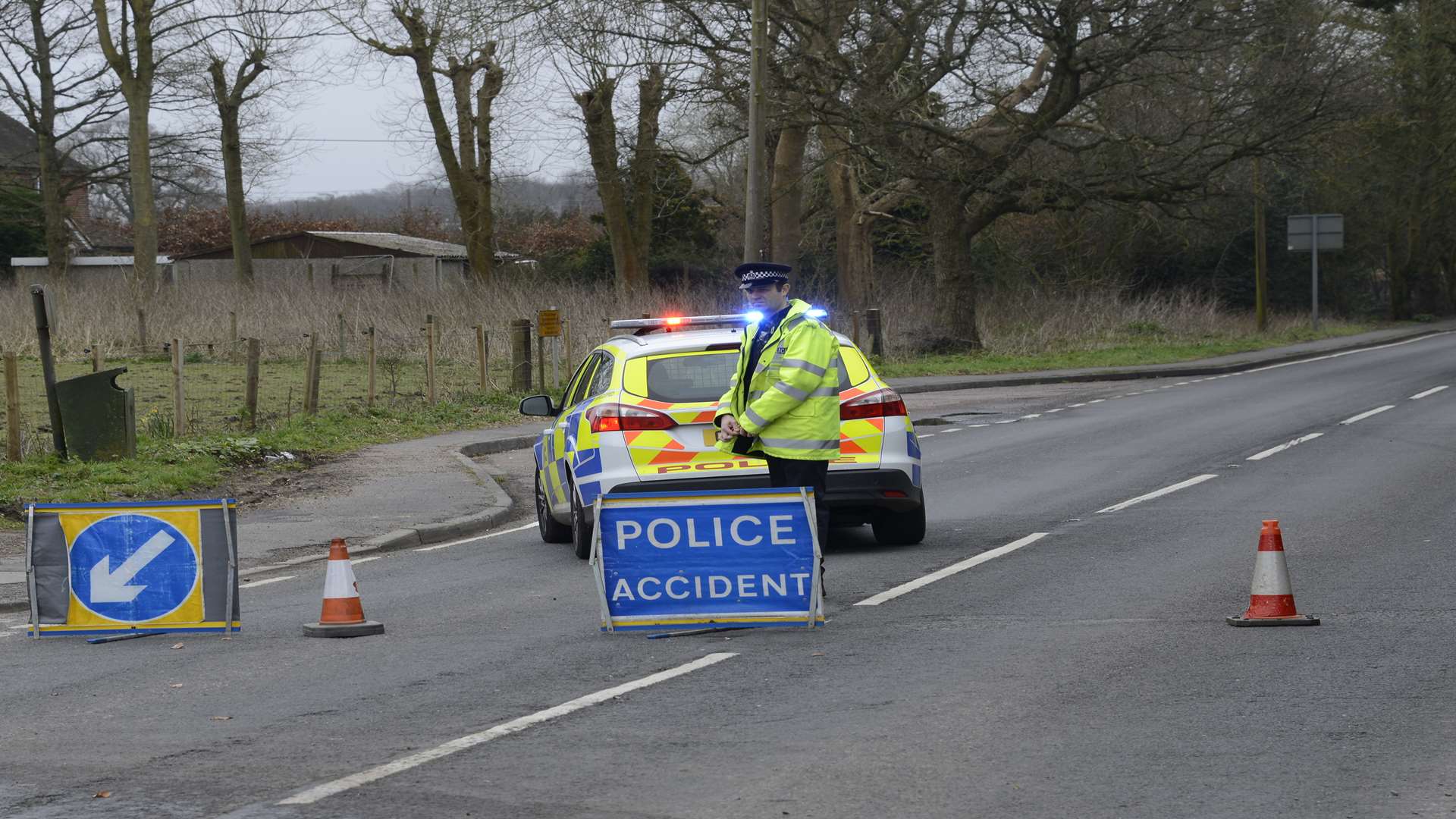 Police at the scene of the crash