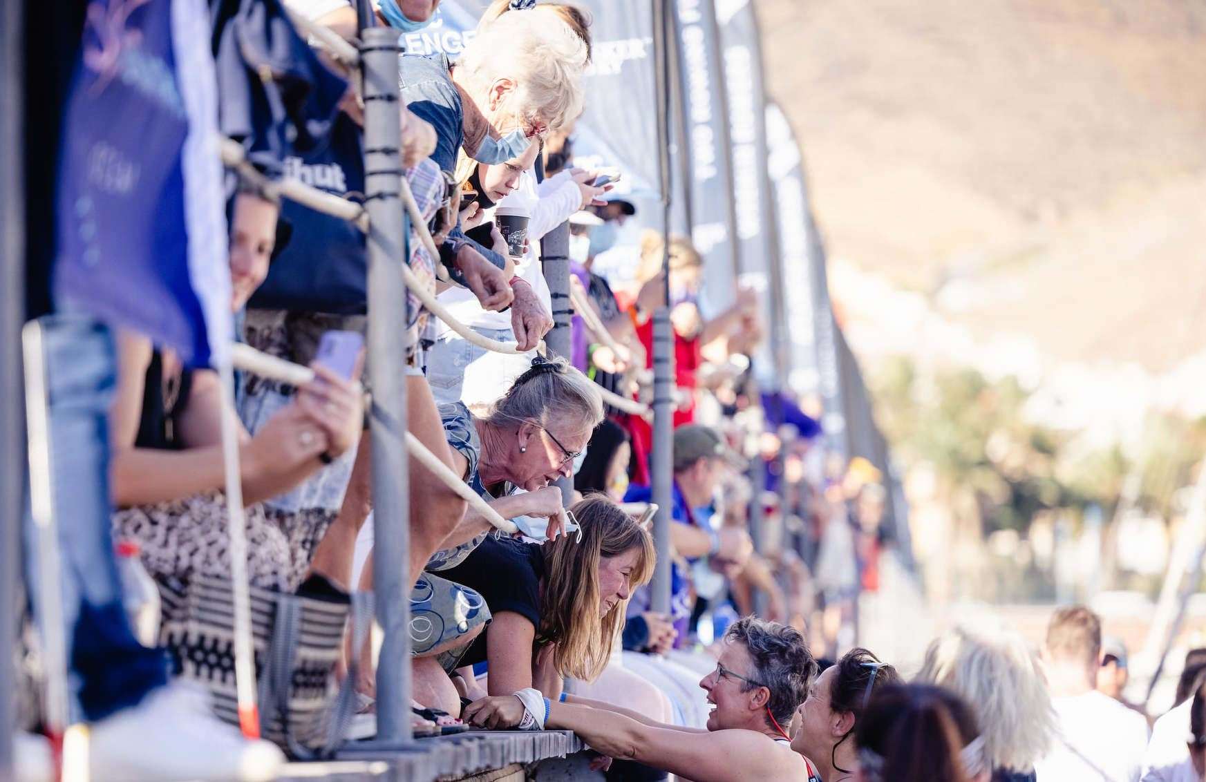 Team members saying goodbye to their loved ones before they start the race. Picture: Atlantic Campaigns