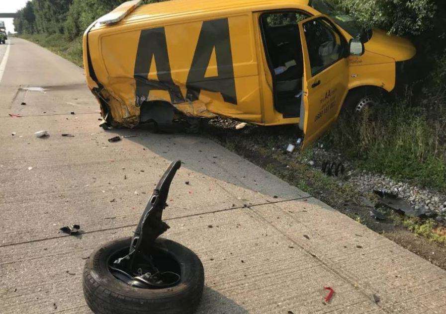 The crashed AA van. Picture: UK News in Pictures