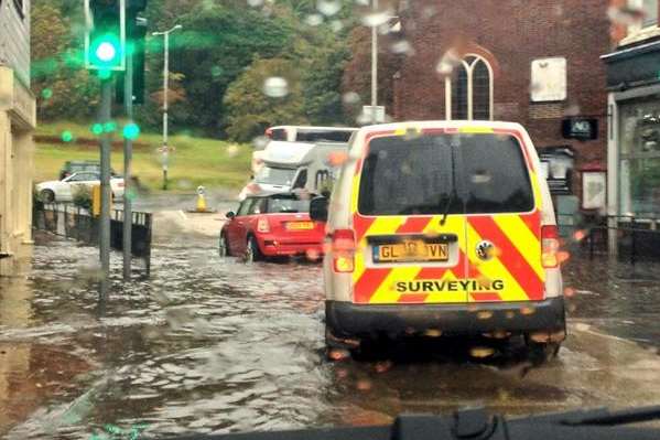 Nevill Street in Tunbridge Wells is also under inches of water. Picture: @Kent_999s