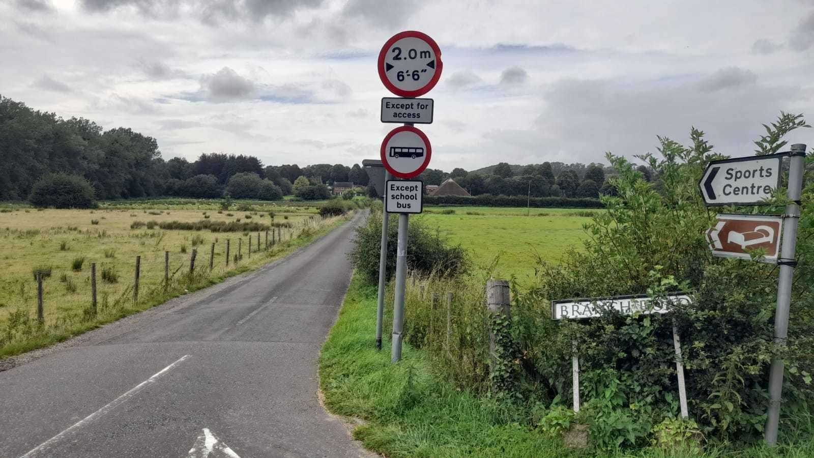 Branch Road is accessed of the A28. The homes would be in the distance on the left