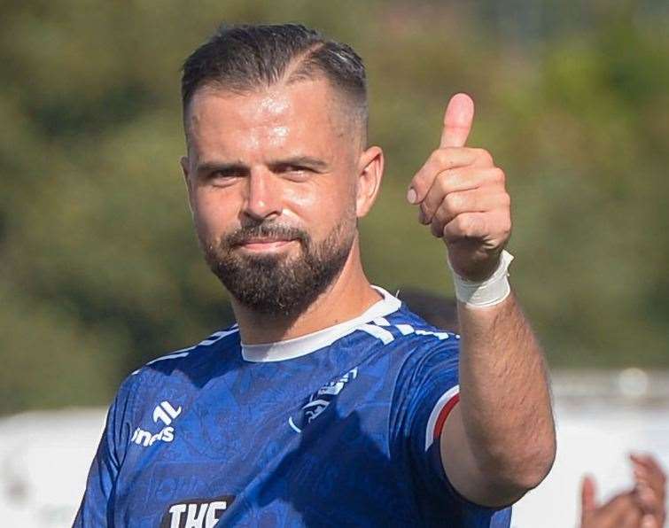 Player-manager Ben Greenhalgh - bagged a Margate hat-trick in their 4-0 FA Cup win at the weekend but is happier with their new-found defensive resolve. Picture: Stuart Watson