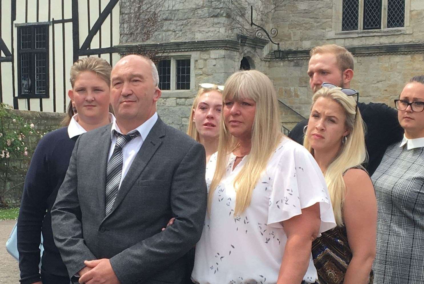 George Low's parents outside Archbishop's Palace in Maidstone (13640762)