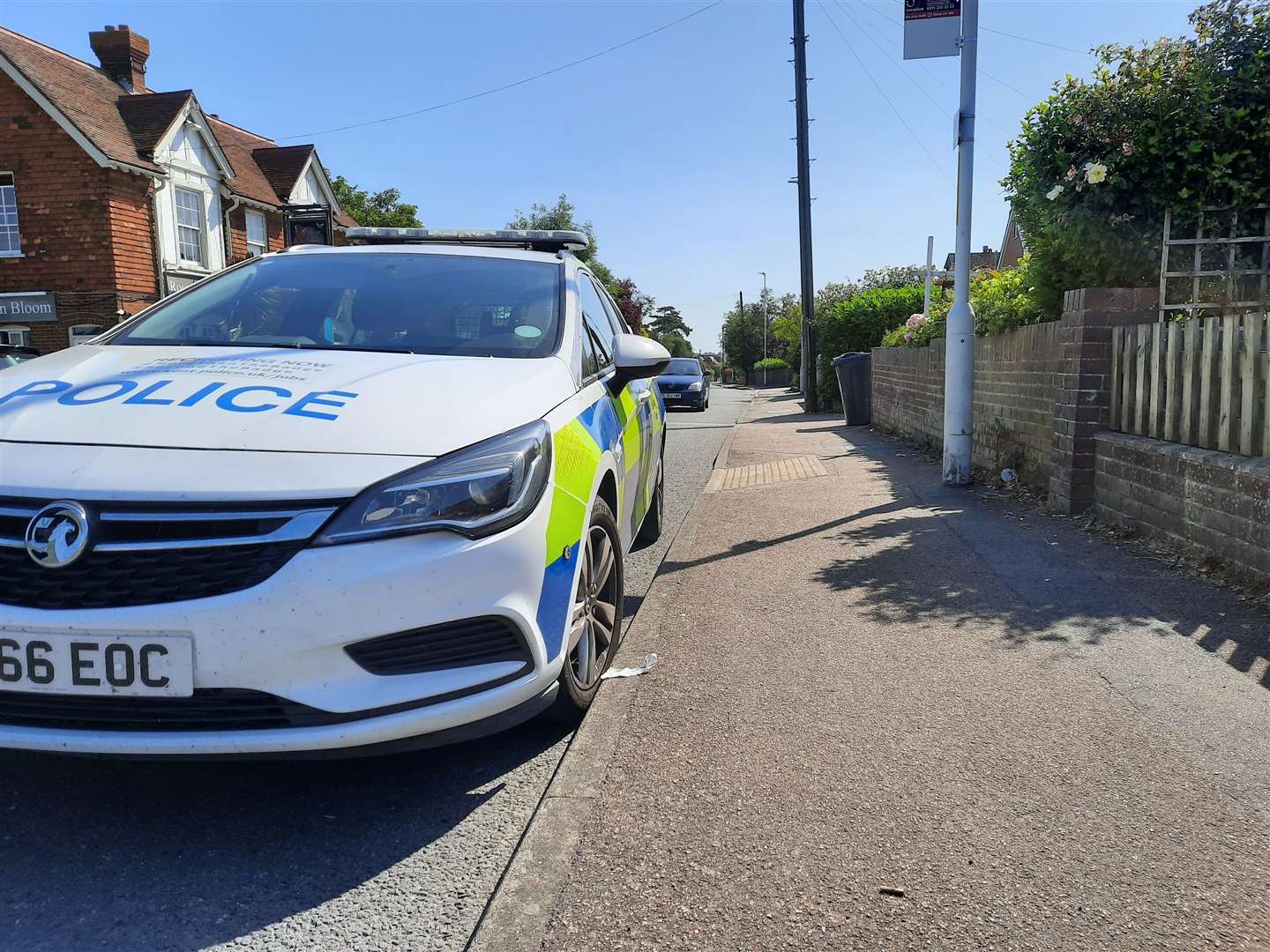 Police at the scene in Joy Lane, Whitstable