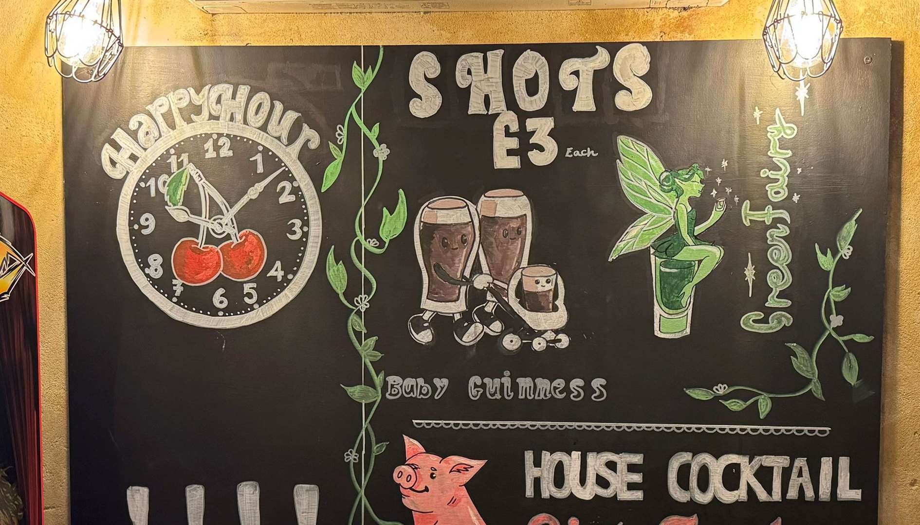 Shots for £3 each is a reasonable deal, whether you choose a Baby Guinness or a Green Fairy. The house cocktail is a little more expensive at £4.50.