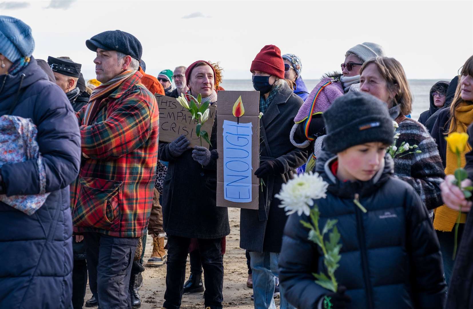 Local people gathered on Sunny Sands beach in Folkestone. Picture: Andy Aitchison