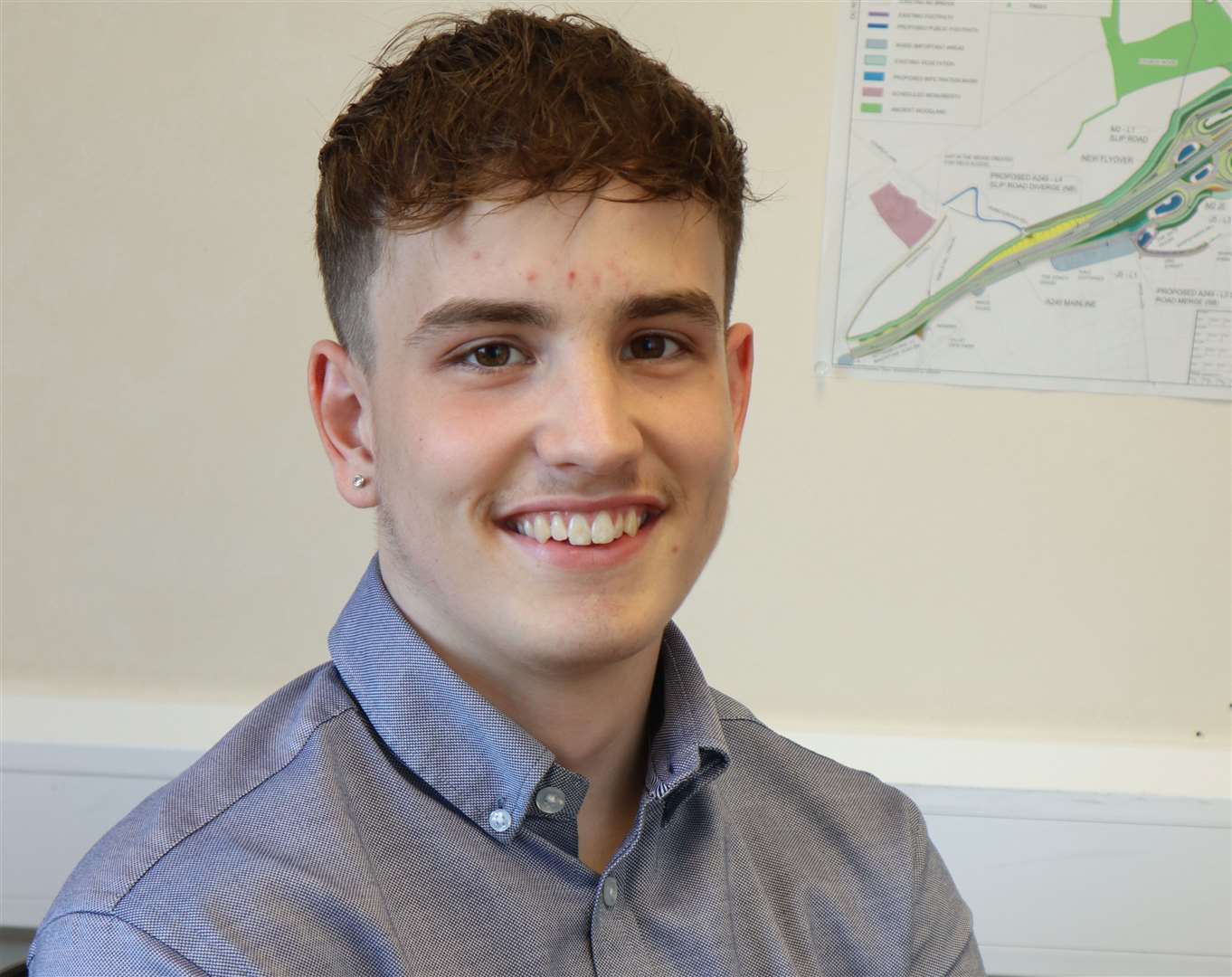 National Highways' apprentice Matt Barnett, 20, at the M2 A249 compound at Stockbury. Picture: John Nurden (60441169)