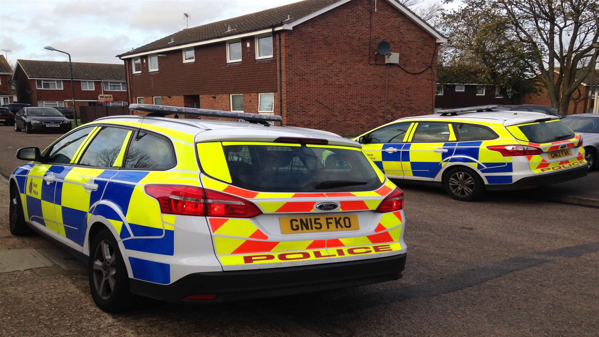 Police in Fourwents Road, Hoo, at the junction with Blackmans Close.