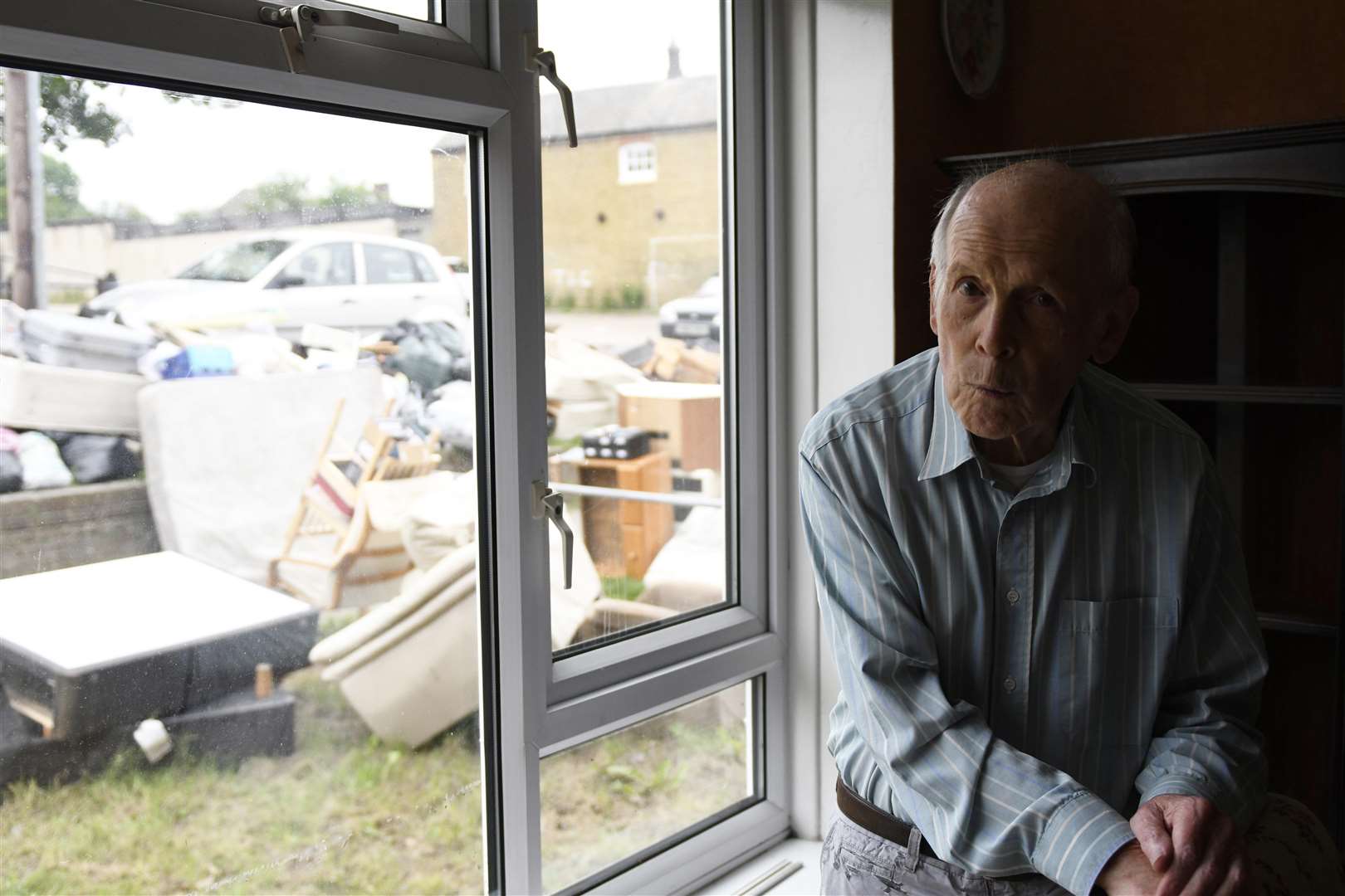 Geoff Pond lost his belongings in the flood when Nelson Terrace in Chatham was flooded in heavy rain. Picture: Barry Goodwin