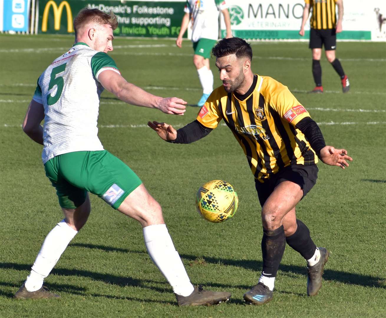 Kieron McCann looks to go past his man. Picture: Randolph File