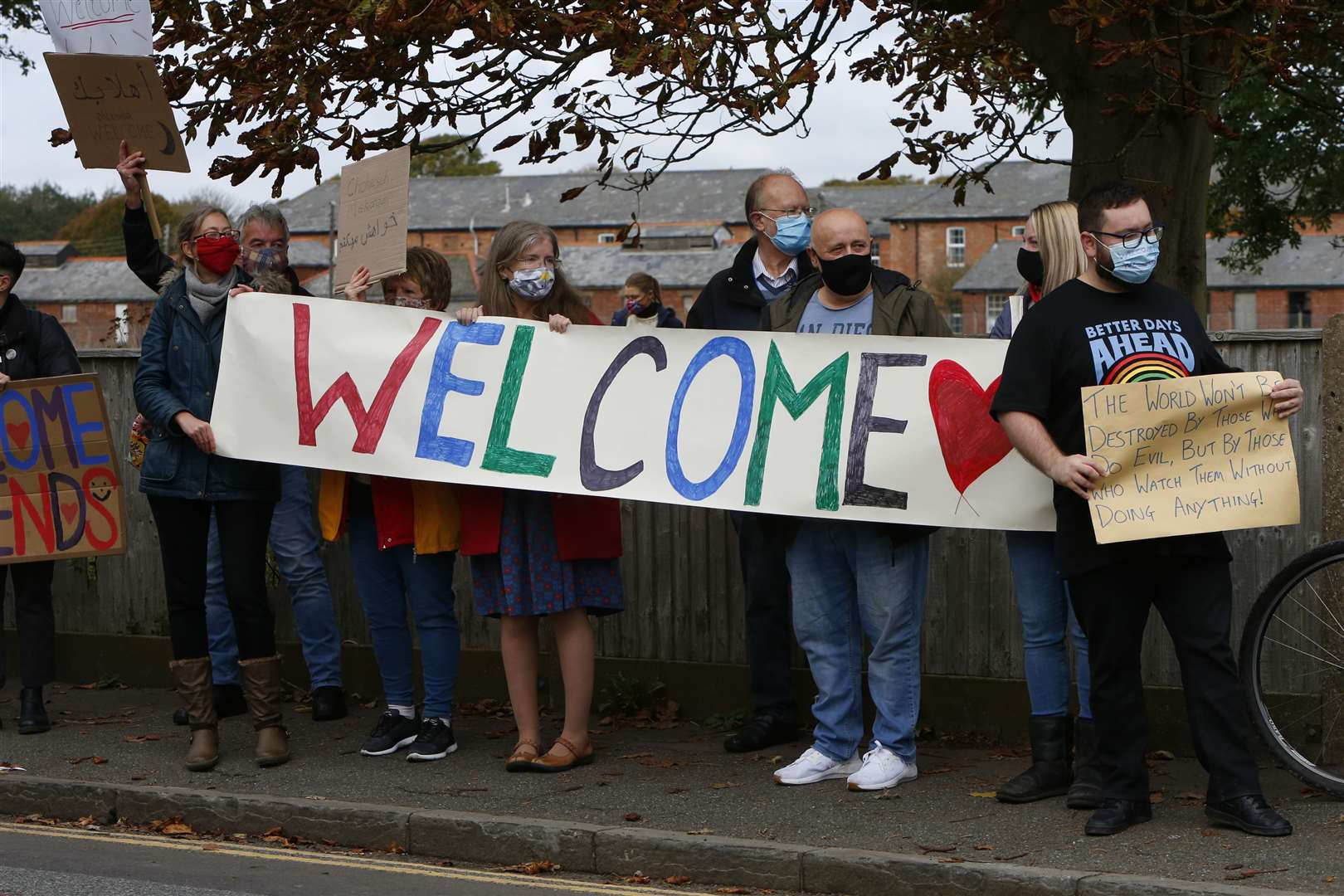 A welcome event hosted by Kent Refugee Action Network to show support for the people living inside Napier Barracks in Folkestone. Picture: Barry Goodwin