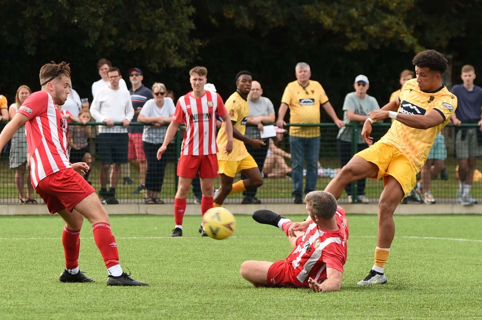 Sol Wanjau-Smith completes his hat-trick at Steyning in the second qualifying round. Picture: Steve Terrell