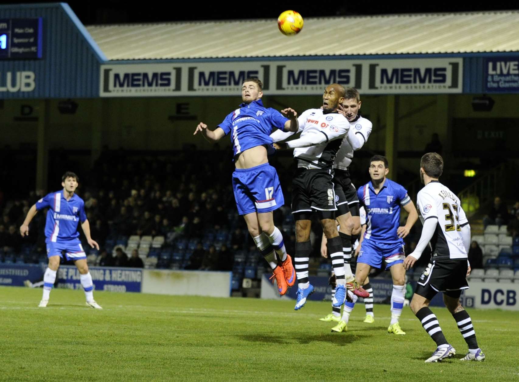 Rory Donnelly challenges for the ball Picture: Barry Goodwin