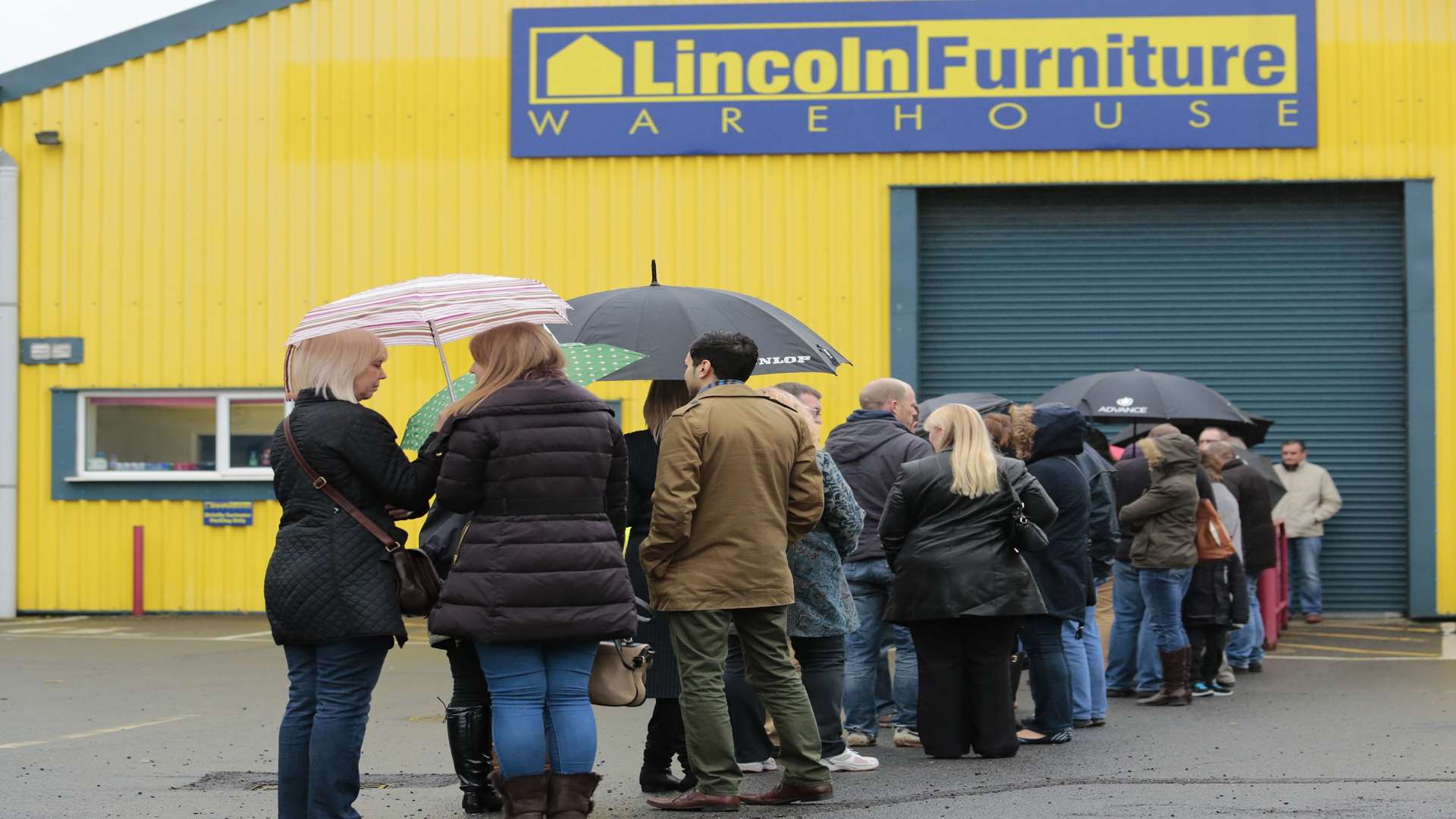 Customers outside the store today