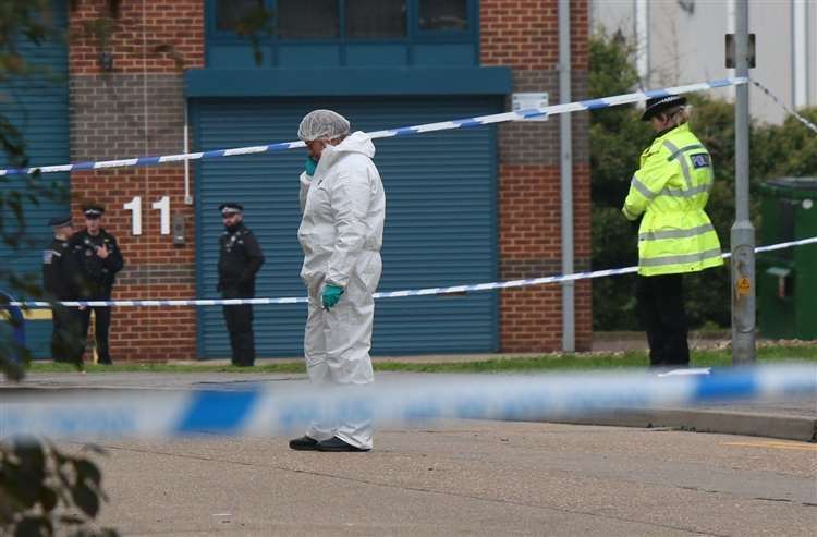 Police at the scene of the discovery near the Dartford Crossing. Picture: UKNIP