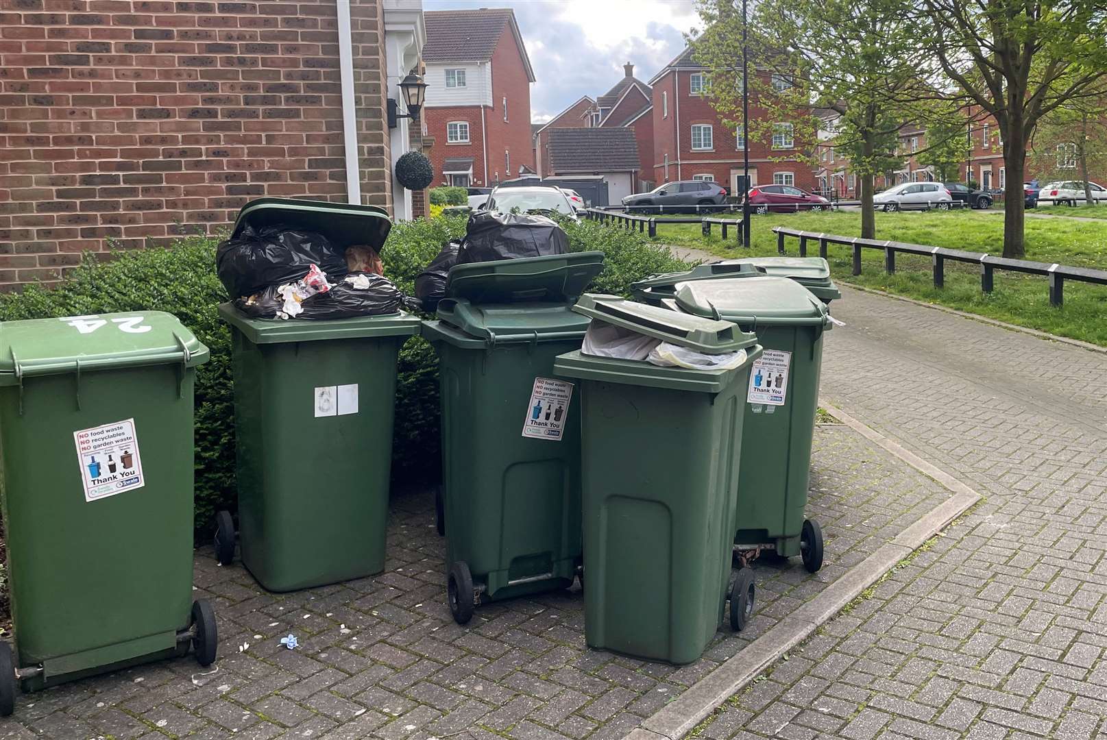 Overflowing bins on Sonora Fields, Sittingbourne