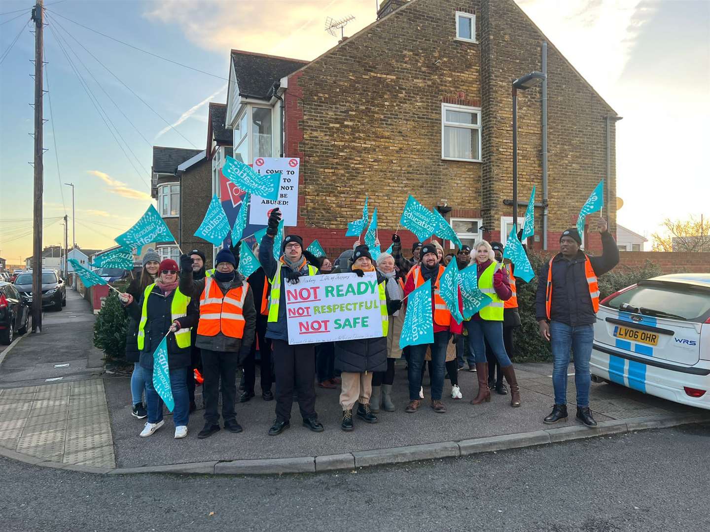 Teachers striking outside Oasis Academy over pupil's behaviour in November, 2023