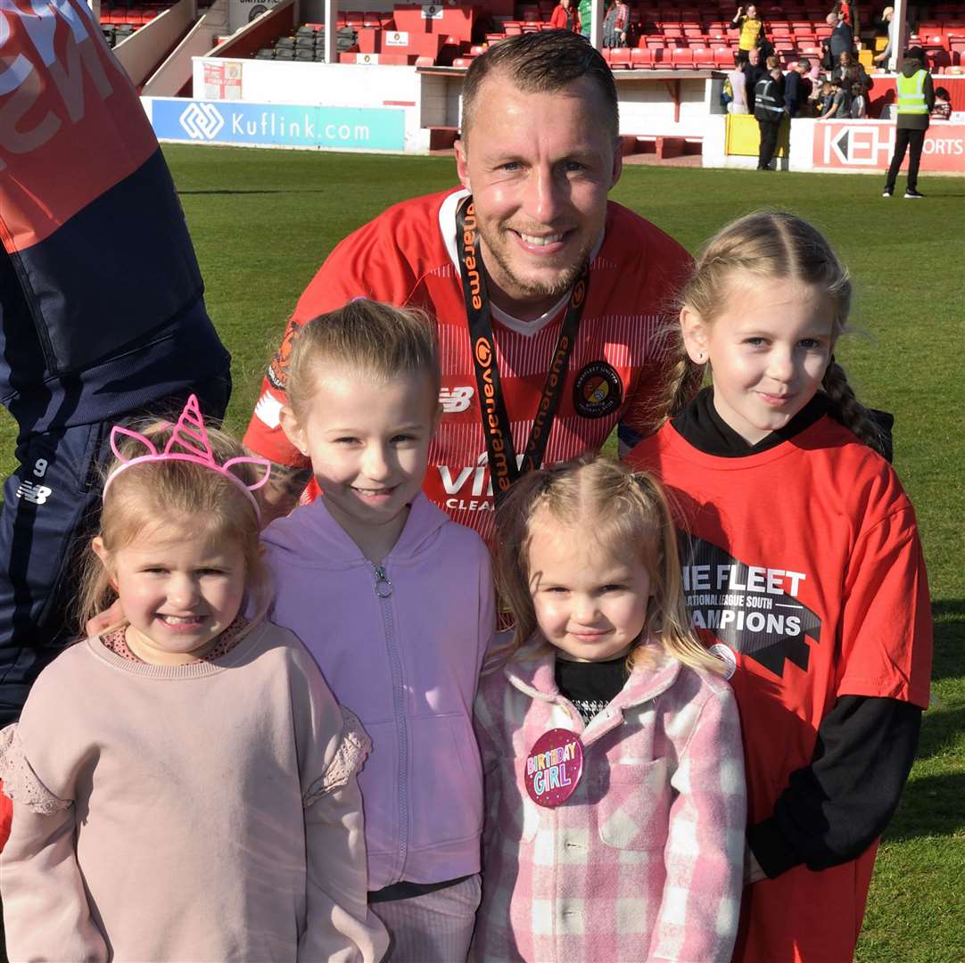 Chris Solly celebrates winning National League South with Ebbsfleet. Picture: Simon Hildrew