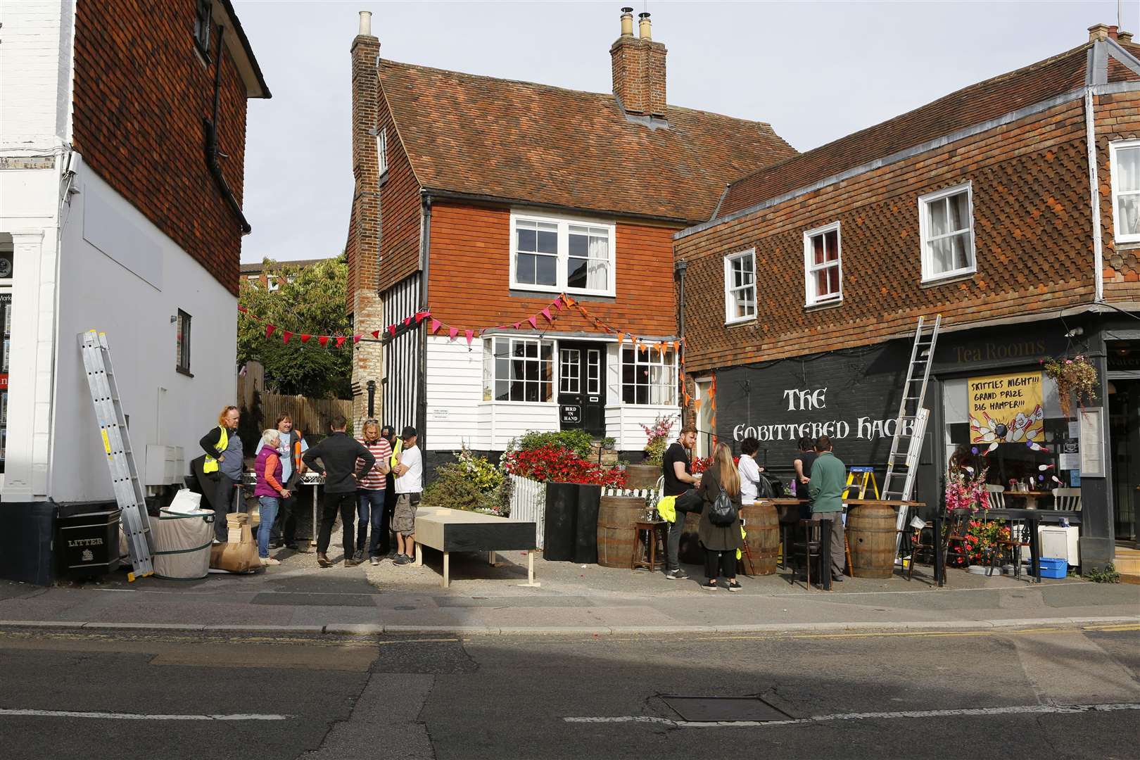 Local shops in Cranbrook were transformed as part of the murder mystery series Picture: Andy Jones