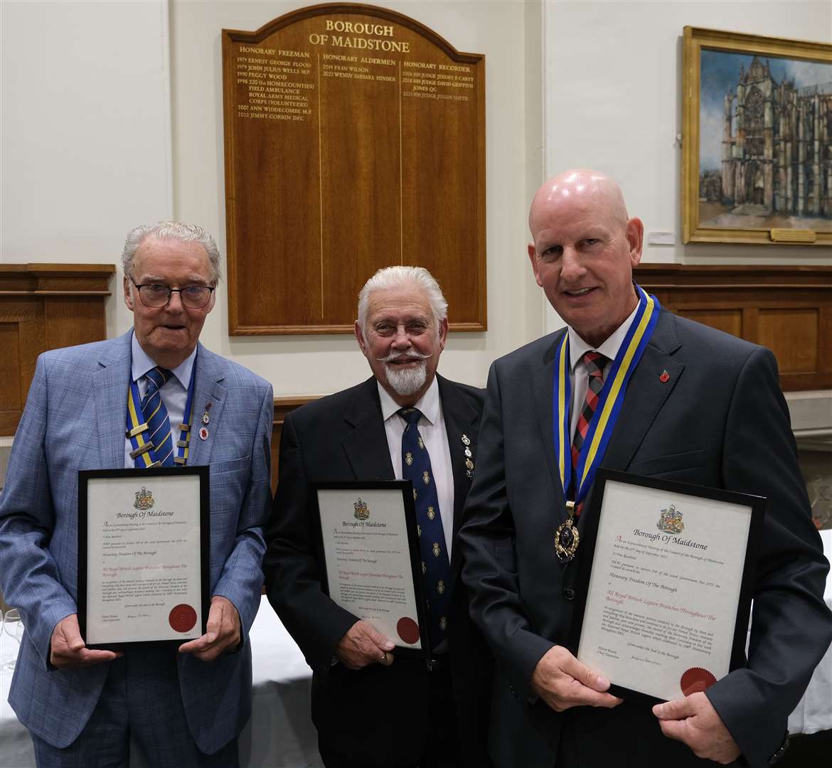 The three branch chairmen: Mike Fitzgerald (Sutton Valence), Alan Port (Headcorn) and Dave Naghi (Maidstone)