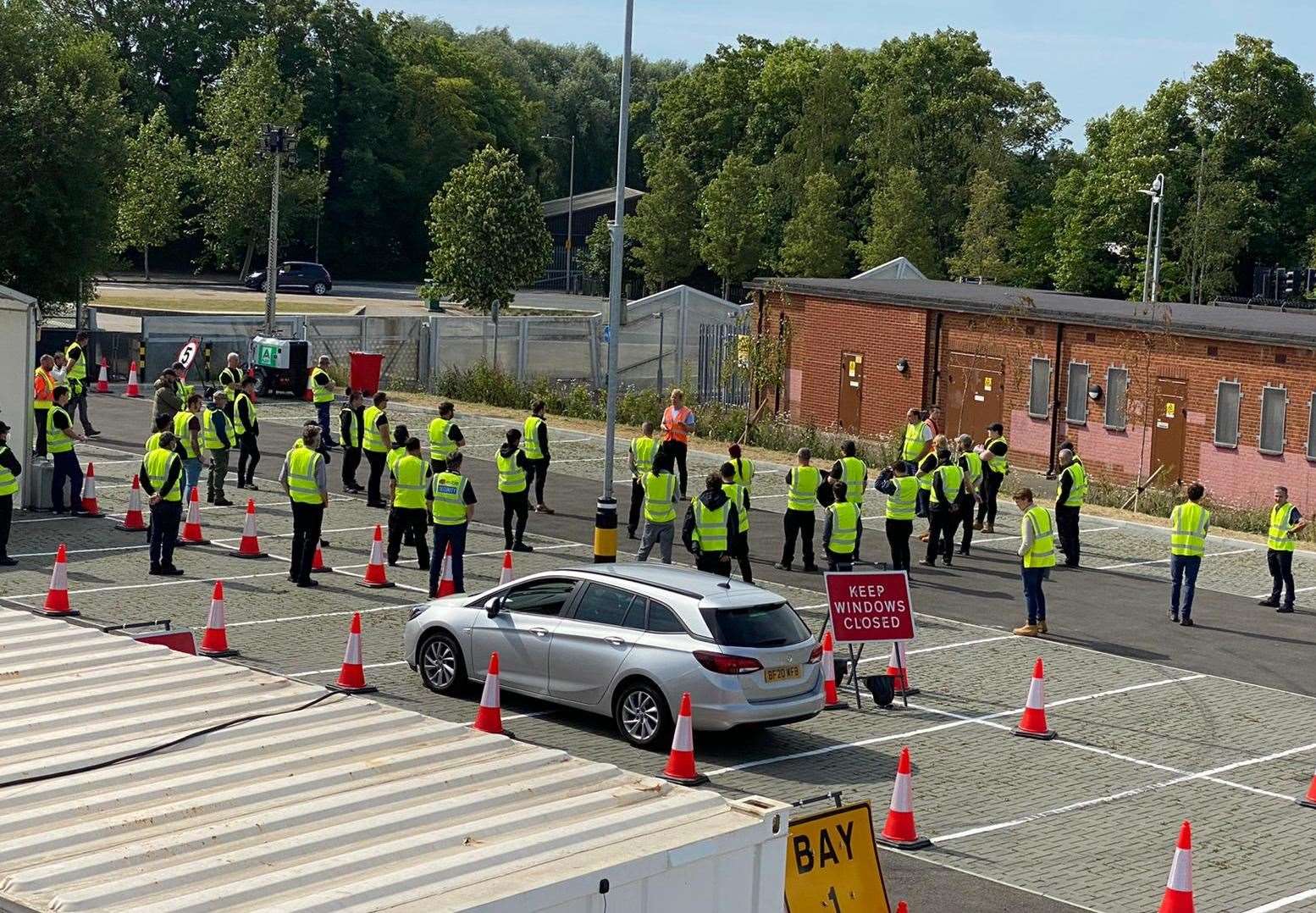 Staff at the testing site this morning. Picture: Barry Goodwin