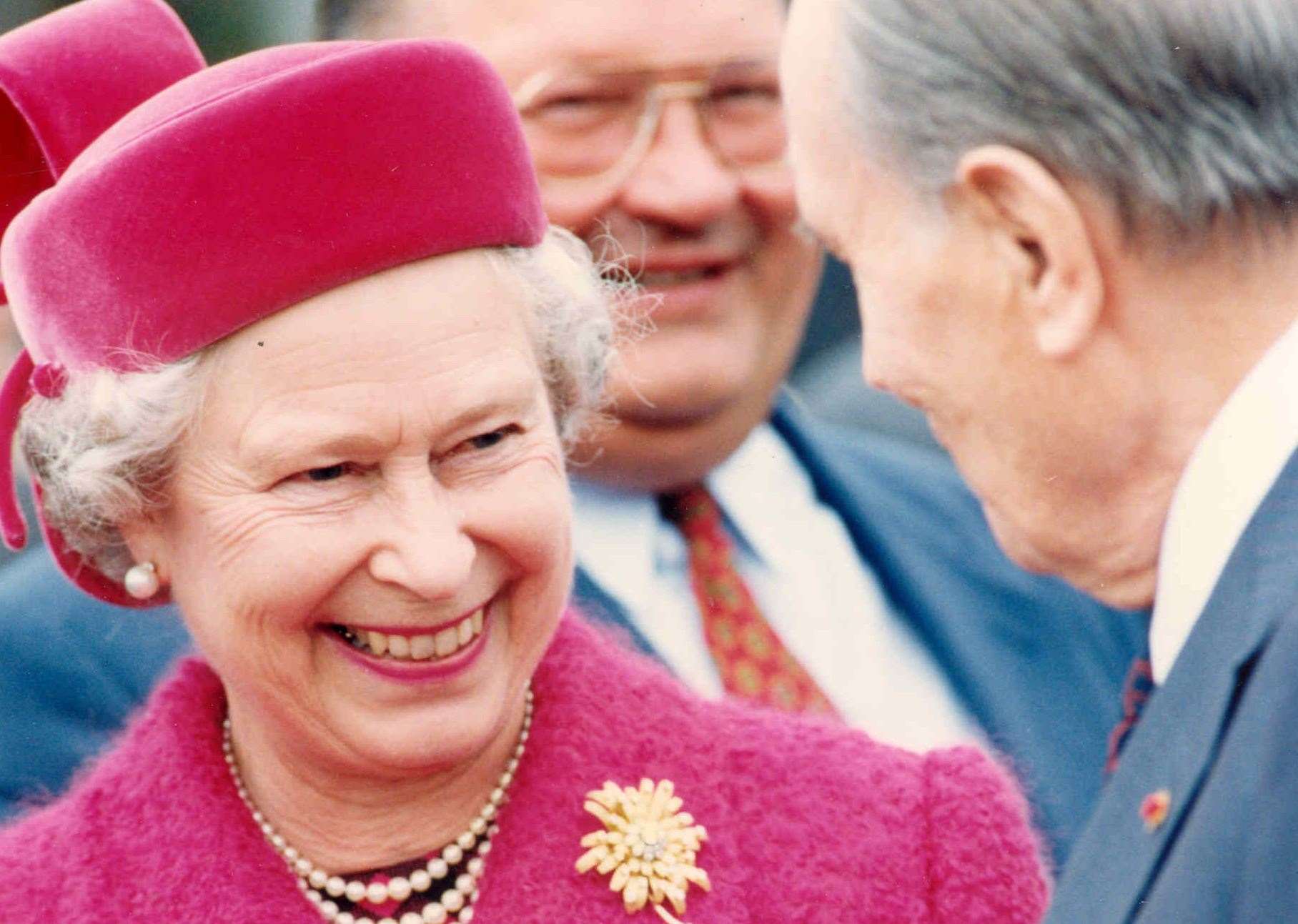 The Queen meets French president Francois Mitterand after making the first official trip through the Channel Tunnel in 1994