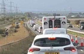 Drivers stuck in queues heading towards Sittingbourne after coming off the Sheppey Crossing when one lane was closed. Picture: Jeanette Telford