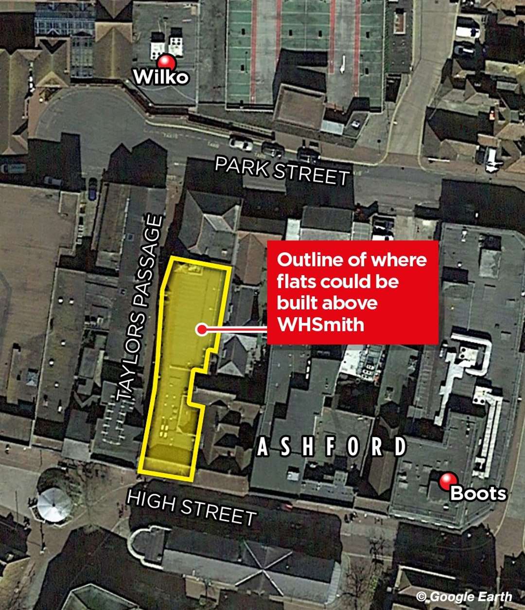 Six new flats could be built on top of WHSmith in Ashford high street