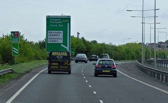 Parts of the A299 Thanet Way will be closed overnight