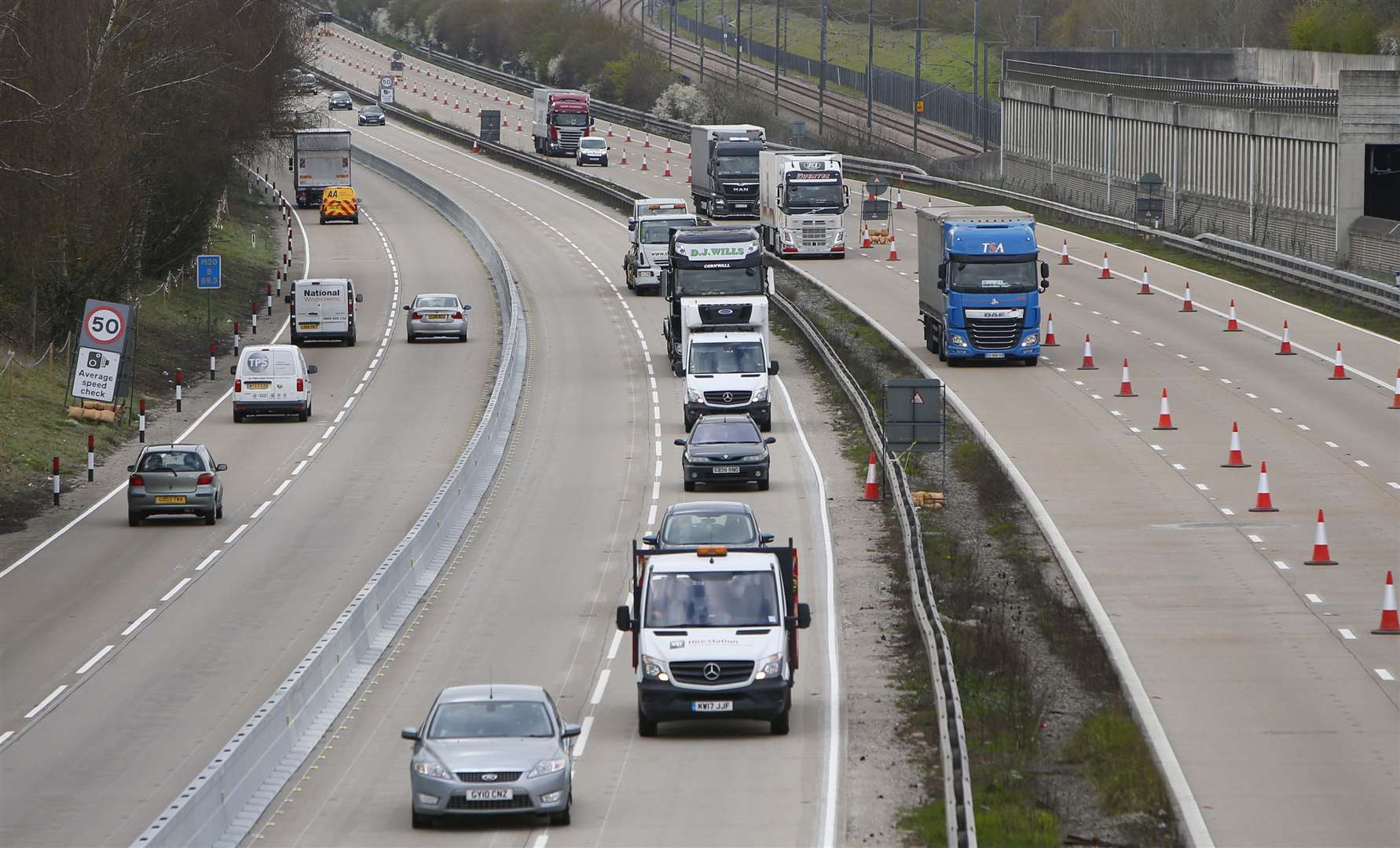 Operation Brock has been in place on M20 between junctions 8 and 9. The motorway is shown in Harrietsham. Picture: Andy Jones.