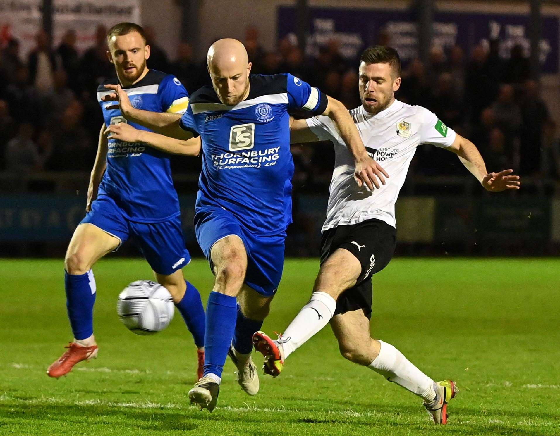 Danny Leonard shoots just wide in stoppage time for Dartford. Picture: Keith Gillard